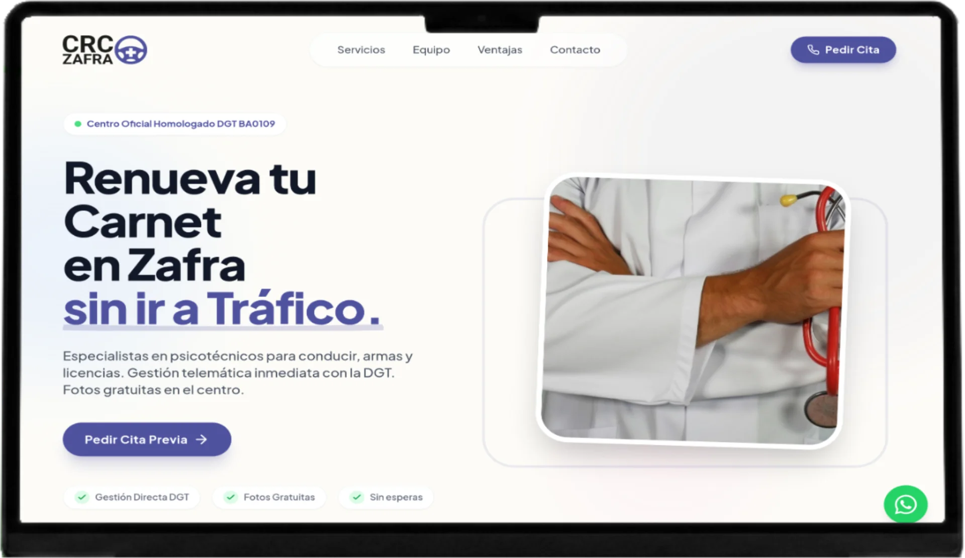 comprimidos/www centroreconocimientoszafra com desktop mockup